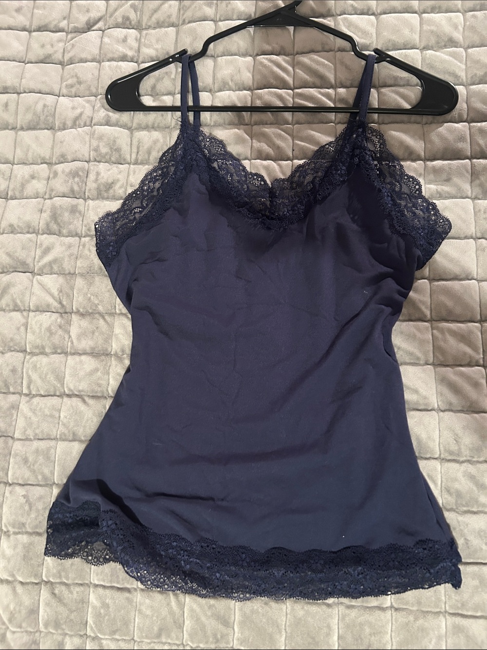 Lace Trim Camisole Tank Top - Navy
